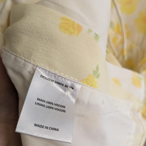 Sabo Alaira Yellow Floral Mini Dress Size M - Picture 8 of 10